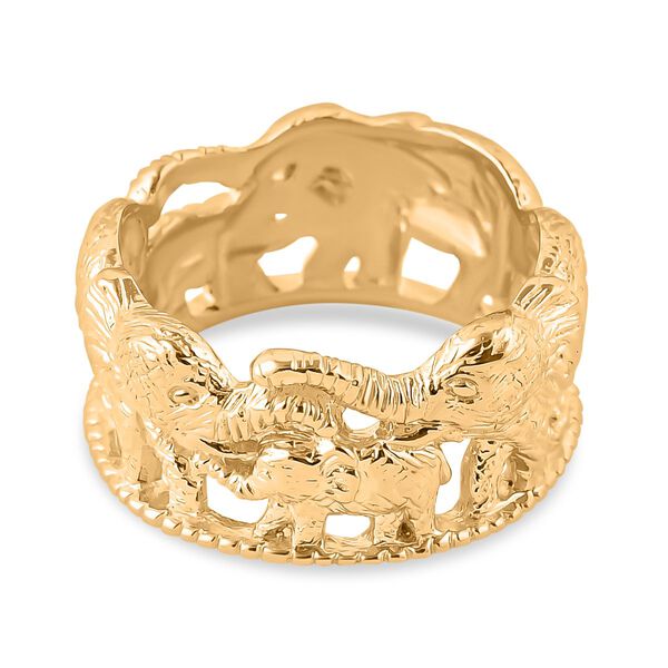 Royal Bali Kollektion - Ring mit Elefantenfamilien-Design, 925 Silber Gelbgold Vermeil
