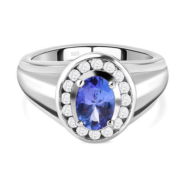 AAA Tansanit und Zirkon Halo Ring - 1,13 ct.