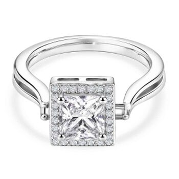 Rosa Zirkonia, Wei&szlig;er Zirkonia Ring Nickelfreies Messing (Gr&ouml;&szlig;e 17.25)