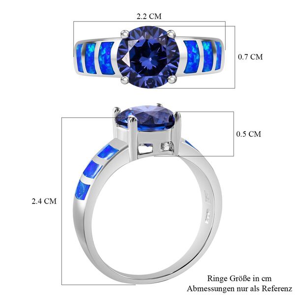 Tansanit Zirkonia und simulierter blauer Opal-Ring image number 6