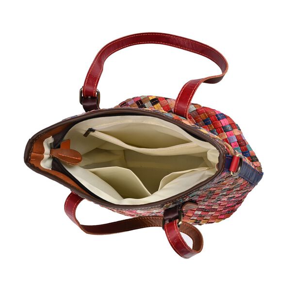 Chaos by Elsie - 100% Echtleder gewebter Tasche mit RFID schutz, 30x27x20 cm image number 5