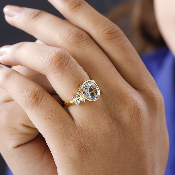 AAA Prasiolith und Zirkon Ring - 3,44 ct. image number 2