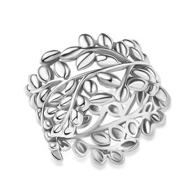 Blatt Bandring im Designer-Stil in Silberton