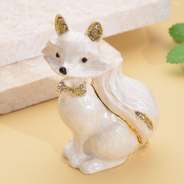 Tablettendöschen mit weißen Kristallen, emailliert, weiß, 5,2x7,2 cm, Fuchs image number 2