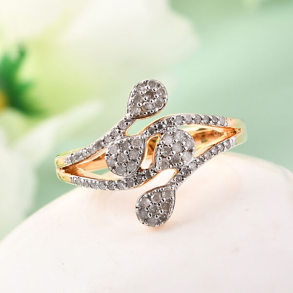 Diamant Bypass Ring 925 Silber Gelbgold Vermeil image number 2