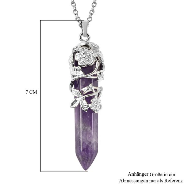 Afrikanischer Amethyst Bl&uuml;ten Pendel-Anh&auml;nger mit Kette, Messing und 316L Edelstahl ca. 45.00 ct image number 4