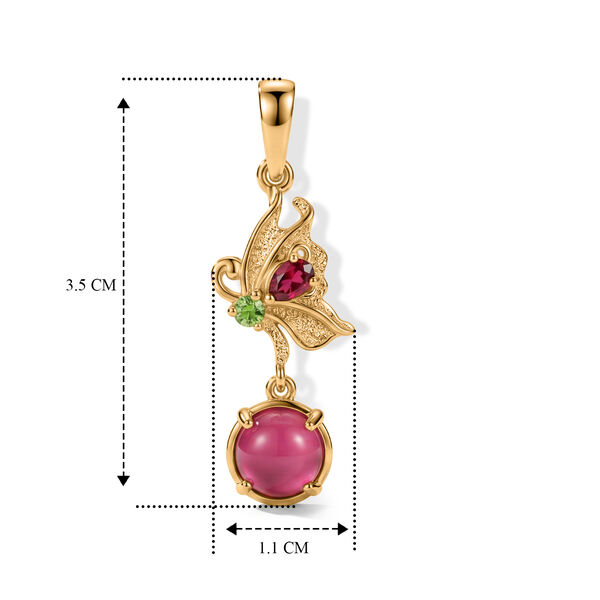 D'Joy Flamingo Mondstein, Nat&uuml;rlicher Rhodolith Granat Anh&auml;nger 925 Silber 750 Vergoldet ca. 1.66 ct image number 6