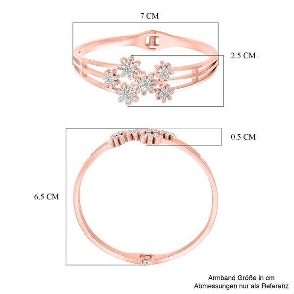 Wei&szlig;er Kristall Armreif ca. 19 cm Reiner Edelstahl IP Rosa Plattierung image number 5