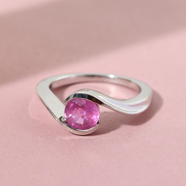 Premium Ilakaka Rosa Saphir Bypass-Solit&auml;r-Ring, 925 Silber platiniert, 1,19 ct. image number 2