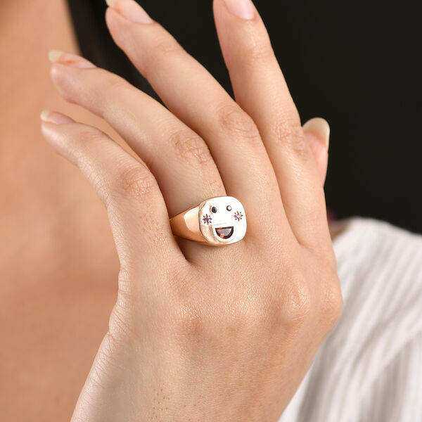 GP Celestial Kollektion- Mosambik Granat, schwarzer Spinell rosa und blauer Saphir Ring, 925 Silber ros&eacute;vergoldet - 0,53 ct. image number 2