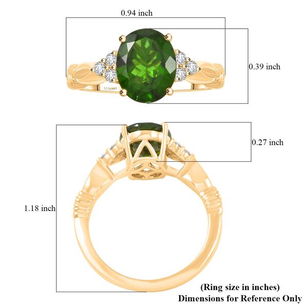 LUXORO AAA natürlicher Chromdiopsid und Diamant Ring in 417 Gold - 2,85 ct. image number 5