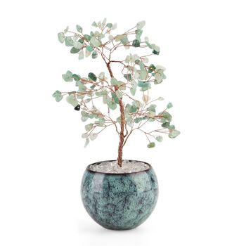 LIVMORE Edelsteinbaum mit 168 Aventurin Perlen Keramikschale ca. 18 cm Gr&uuml;n