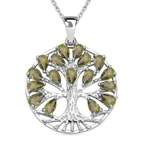 Grüne Zirkonia Halskette, ca. 50 cm, Silberton