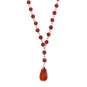 Rote Achat Halskette ca. 45 cm+ 5 cm Extender, ca. 85.00 ct