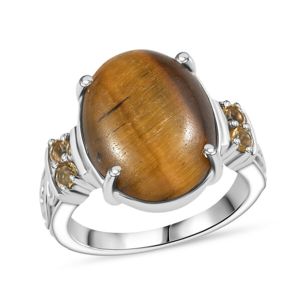 Tigerauge, Citrin Ring 316L Edelstahl (Gr&ouml;&szlig;e 17.00) ca. 10.28 ct image number 3