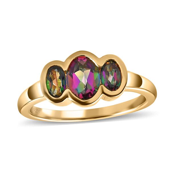 Nordlicht Mystischer Topas Ring, 925 Silber vergoldet, ca. 1.55 ct image number 4