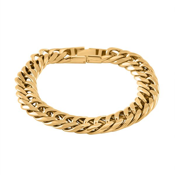 Panzerarmband, Hochglanzpoliert, Reiner Edelstahl, goldfarben, ca. 21 cm ca. 43,00g image number 2