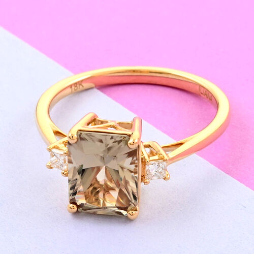 ILIANA AAA Turkizit und Diamant-Ring, SI G-H, 750 Gelbgold  ca. 2,60 ct image number 1