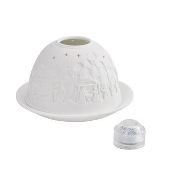 Porzellan-Teelichthalter mit LED, Bethlehem Motiv