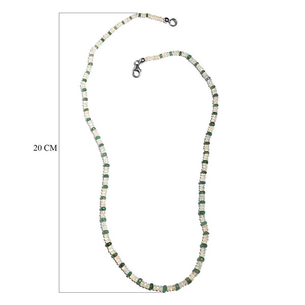 Nat&uuml;rliche, &auml;thiopische Opal und Kagem sambische Smaragd-Halskette, ca. 50 cm, 925 Silber ca. 42.00 ct image number 6