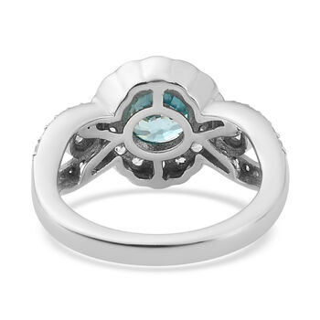 Kambodschanischer, blauer und wei&szlig;er Zirkon-Ring, 925 Silber platiniert  ca. 2,48 ct
