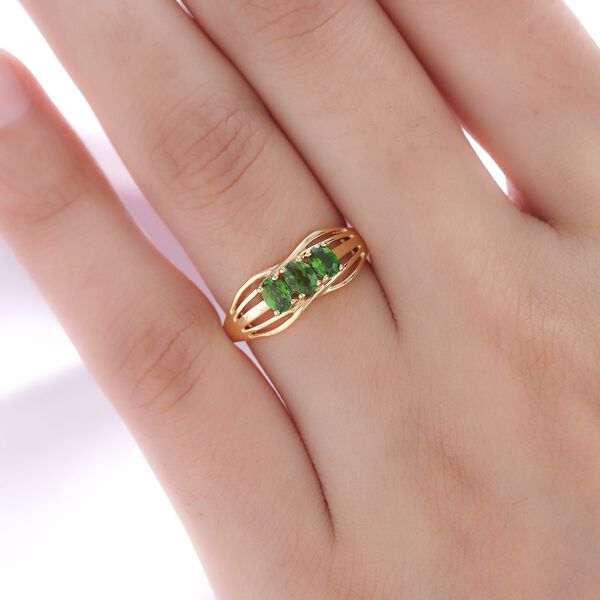 Natürlicher Chromdiopsid-Ring, 925 Silber vergoldet (Größe 18.00) ca. 0,57 ct image number 3