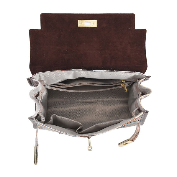 Chaos by Elsie: Patchwork Schultertasche aus 100% echtem Leder mit RFID Schutz, Mehrfarbig image number 6