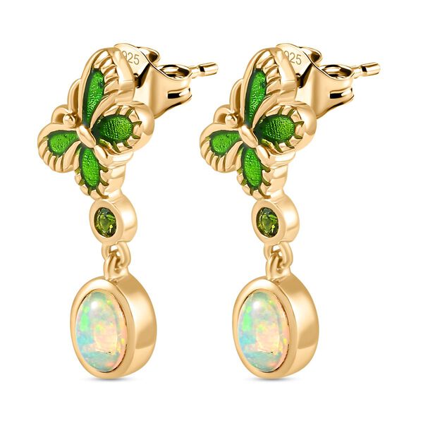 AA Natürlicher, äthiopischer Welo Opal und Chromdiopsid Ohrringe - 1,10 ct. image number 7