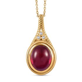 AA Afrikanischer Rubin (Fissure gefüllt), Moissanit Schmuckset 925 Silber Gelbgold Vermeil ca. 8.30 ct