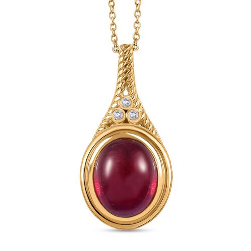 AA Afrikanischer Rubin (Fissure gefüllt), Moissanit Schmuckset 925 Silber Gelbgold Vermeil ca. 8.30 ct image number 0