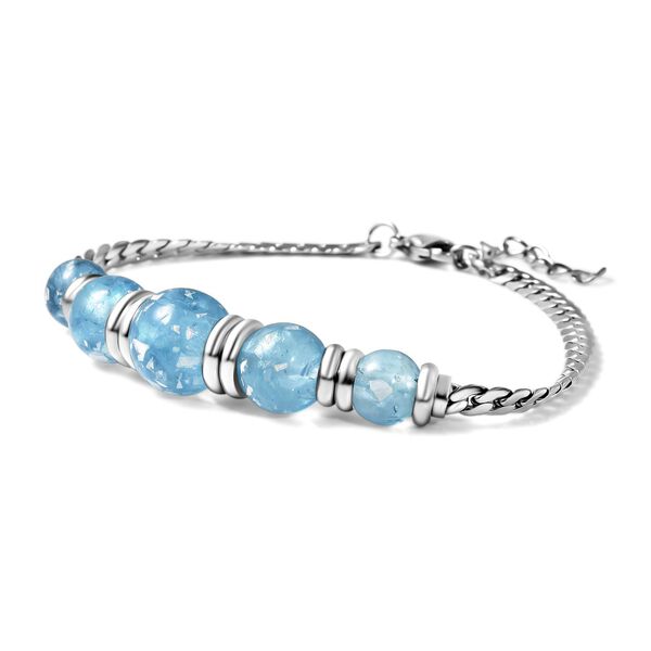 Hellblaues Künstlicher-Opal-Armband, ca. 18.5 cm Reiner Edelstahl image number 3