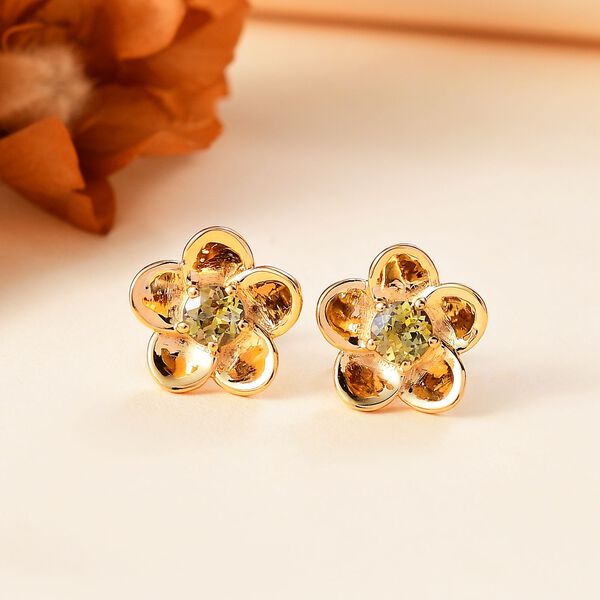 AA natürliche, goldener Tansanit Ohrringe - 0,62 ct. image number 2