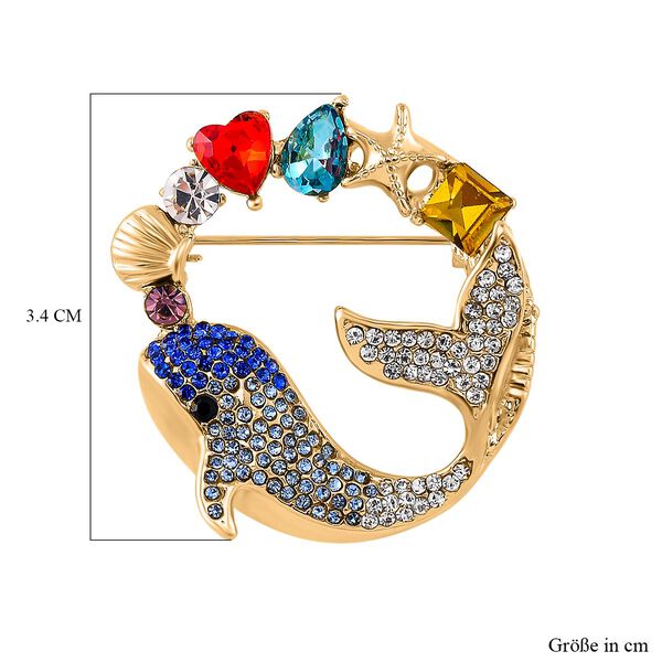 Mehrfarbiger Kristall Brosche Std Gelb image number 5