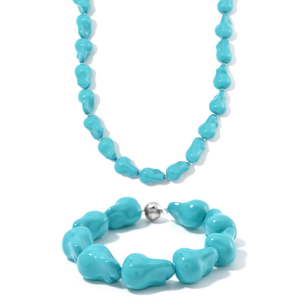 Sleeping Beauty türkisfarbene Muschelkernperle 50cm Halskette und 21,5cm Armband image number 0