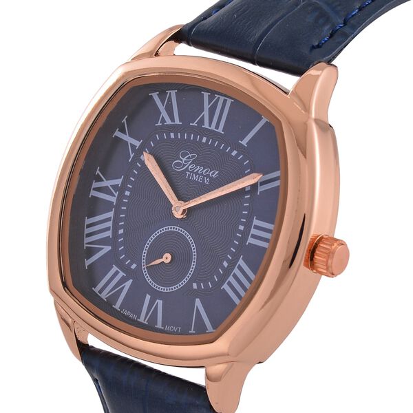 GENOA Limitierte Auflage Miyota Japanese Movement Uhr mit Echtlederarmband - Blau image number 4