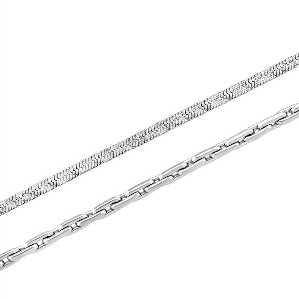 2er-Set Halsketten, Edelstahl, silberfarben, Gliederkette und Schlangenketten-Optik, ca. 50 + 5 cm image number 8