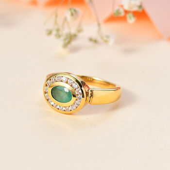 Kagem sambischer Smaragd und Zirkon-Ring - 1,24 ct.