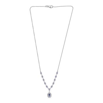 Tansanit und Zirkon 45cm Halskette, 925 Silber rhodiniert - 2,58 ct.