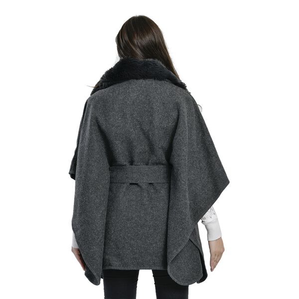 TAMSY Kunstfell Kimono, Einheitsgröße Dunkelgrau image number 2