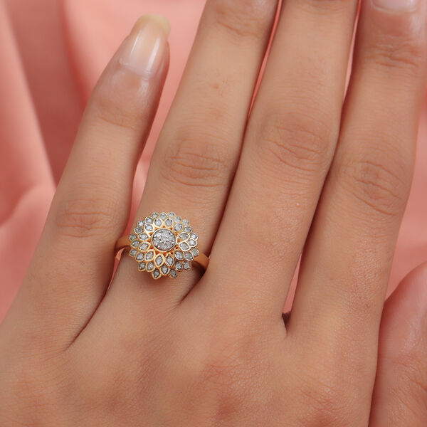 Wei&szlig;er Diamant P Ring 925 Silber Vermeil YG ca. 0,27 ct. image number 3