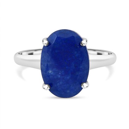 Blaue Jade Ring 925 Silber rhodiniert (Gr&ouml;&szlig;e 19.00) ca. 5,13 ct