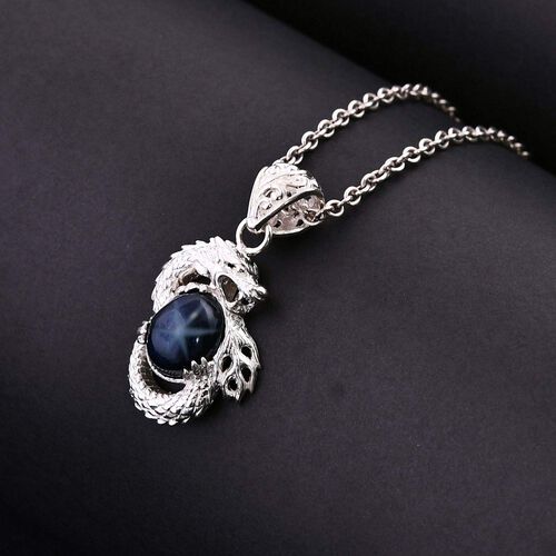 AA Blauer Stern Saphir Anhänger 925 Silber ca. 6,34 ct. image number 1