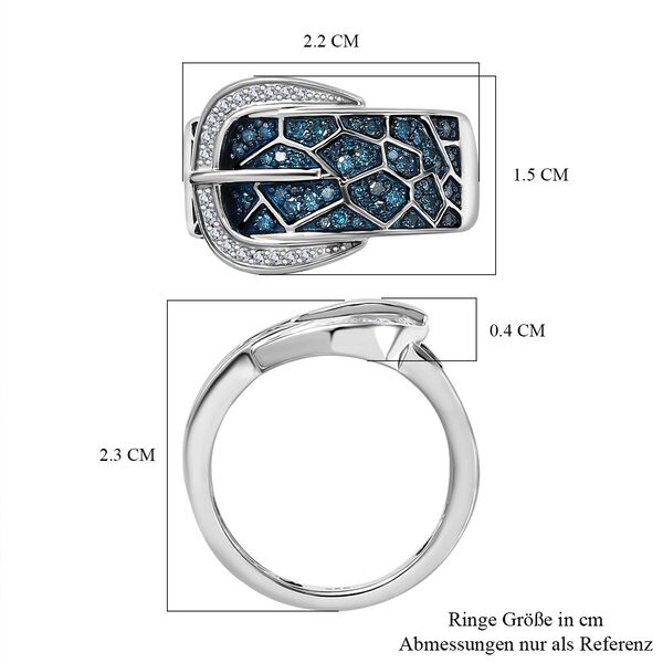 Blauer Diamant Ring 925 Silber rhodiniert (Gr&ouml;&szlig;e 18.00) ca. 0.50 ct image number 7