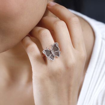 GP Kollektion Wei&szlig;er Diamant Ring 925 Silber Ros&eacute;gold Vermeil (Gr&ouml;&szlig;e 20.00) ca. 0.75 ct