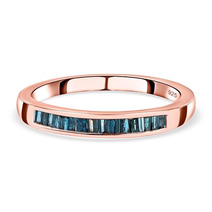 Blauer Diamant-Ring, 925 Silber rosévergoldet  ca. 0,25 ct