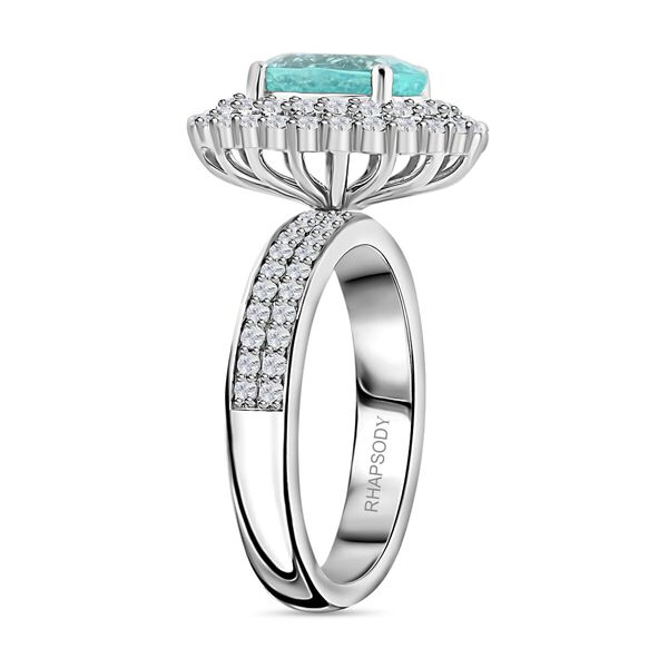 CHAIRMAN VAULT COLLECTION - AAAA Paraiba Turmalin, Weißer Diamant Ring, zertifiziert und geprüft, 950 Platin (Größe 17.00) ca. 3.50 ct image number 3