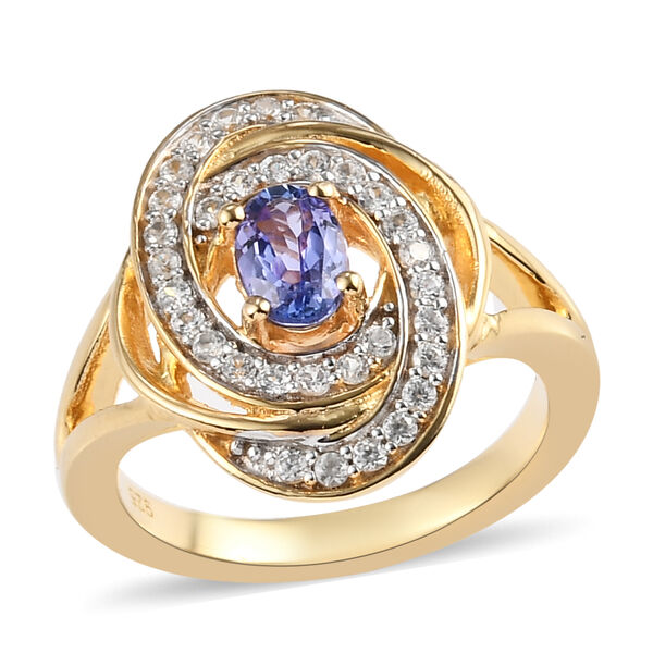 Tansanit und Zirkon Ring 925 Silber Gelbgold Vermeil ca. 0.8 image number 4