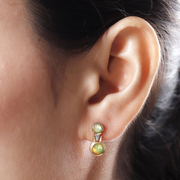 Nat&uuml;rliche, &auml;thiopische Opal-Ohrringe, 925 Silber vergoldet ca. 1,00 ct image number 3