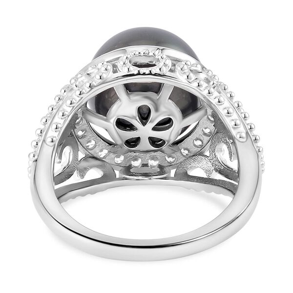 11-12 mm Tahiti Perle und Zirkon-Ring - 0,55 ct. image number 6