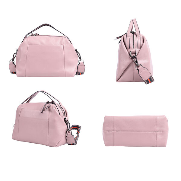 Exklusive Lederkollektion, Umh&auml;ngetasche, echtes Leder mit Futter, Rei&szlig;verschluss und mehreren Taschen, Altrosa image number 2